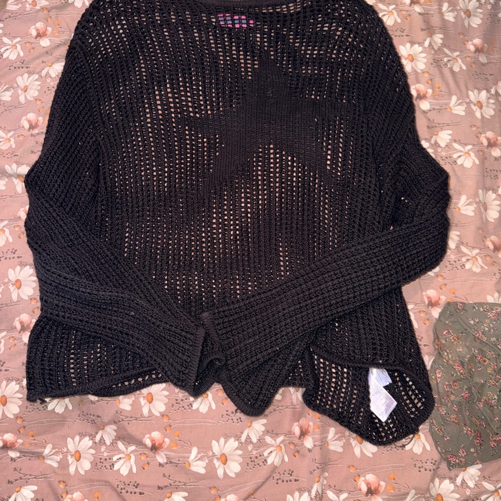 Edikted Black Mesh star Sweater - Picture 5 of 7